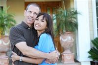Diverse couple at home stock photo