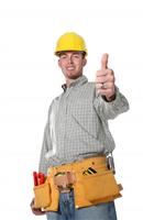 Construction Man (Focus on thumb) stock photo