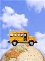 School Bus on Globe stock photo