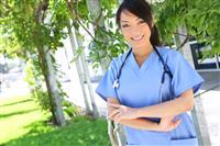 Pretty Asian Nurse at Hospital stock photo