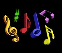 Colorful music notes stock photo