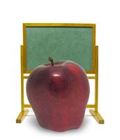 Blackboard & Large Apple stock photo