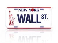 Wall Street Licence Plate stock photo