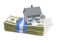 Home on a Stack of Cash stock photo