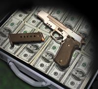 Gun and Money stock photo