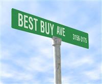 Best Buy Themed Street Sign stock photo