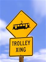 Trolley Crossing stock photo