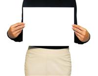 Business Woman Holding Blank Sign stock photo