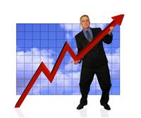 Business Man and Chart stock photo
