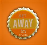 Get Away Themed Bottlecap stock photo