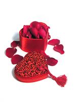 Heart Box and Petals stock photo