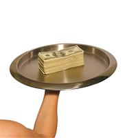 Serving Platter with Cash stock photo