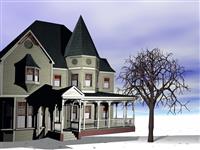 Victorian House in the Winter stock photo
