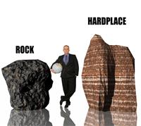 Between a Rock and a Hardplace stock photo