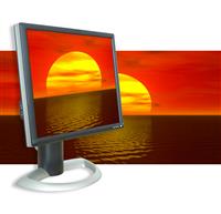 Monitor Sunset stock photo
