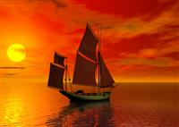 Sailboat Sunset stock photo