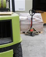 Forklift and Crate stock photo