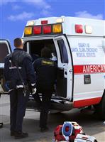 Ambulance with Patient stock photo