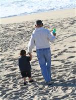 Father Walking with Son stock photo