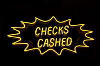 Checks Cashed Neon Sign stock photo