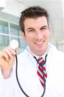 Handsome Doctor at Hospital stock photo