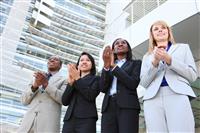 Diverse  Business Team Clapping stock photo