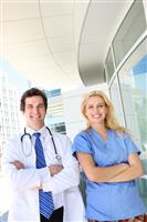 Doctor and Nurse at Hospital stock photo