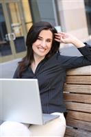 Pretty Business Woman on Laptop stock photo