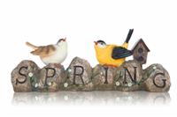 Birds on Stones Spring Sign stock photo