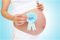 Pregnant Woman with Boy stock photo