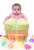 Baby in Easter Basket stock photo