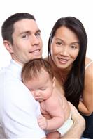 Diverse Family with Baby stock photo