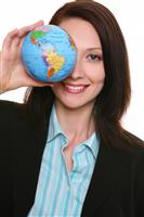 Business Woman with Globe stock photo