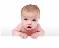 Cute Baby Holding Sign stock photo