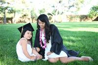 Mother and Daughter Celebrating Graduation stock photo
