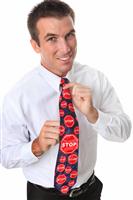 Handsome Business Man with Stop Tie stock photo
