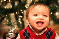 Cute Baby Boy at Christmas stock photo