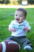 Cute Baby with Football stock photo