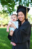 Mother and Baby at Graduation stock photo