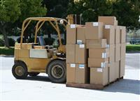 Forklift Carrying Boxes stock photo