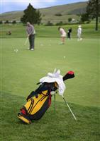 Golfing stock photo