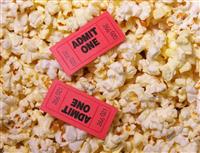 Tickets and Popcorn stock photo