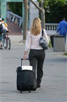 Woman with Luggage stock photo