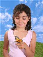 Girl and Butterfly stock photo