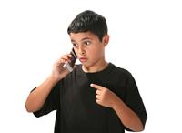 Boy on Phone stock photo
