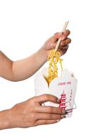 Woman Eating Noodles stock photo