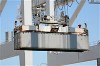 Crane Lifting Cargo stock photo