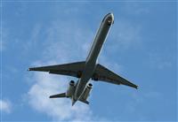 Airplane Landing stock photo