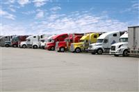 Semi Trucks in Line stock photo