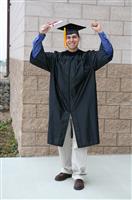 Man Celebrating Graduation stock photo